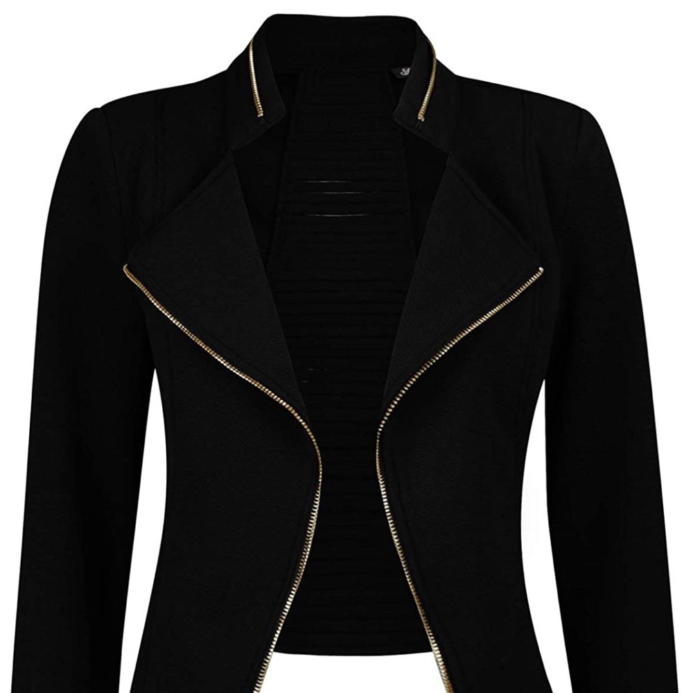 zipper black jacket with cutouts